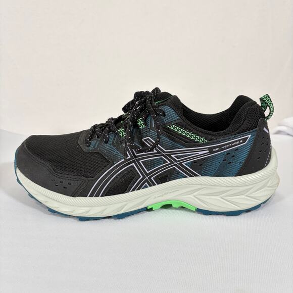 ASICS Running Shoes Womens 8.5 GEL-Venture 9 Black Blue Lace Up Trainer Sneakers - Picture 9 of 9